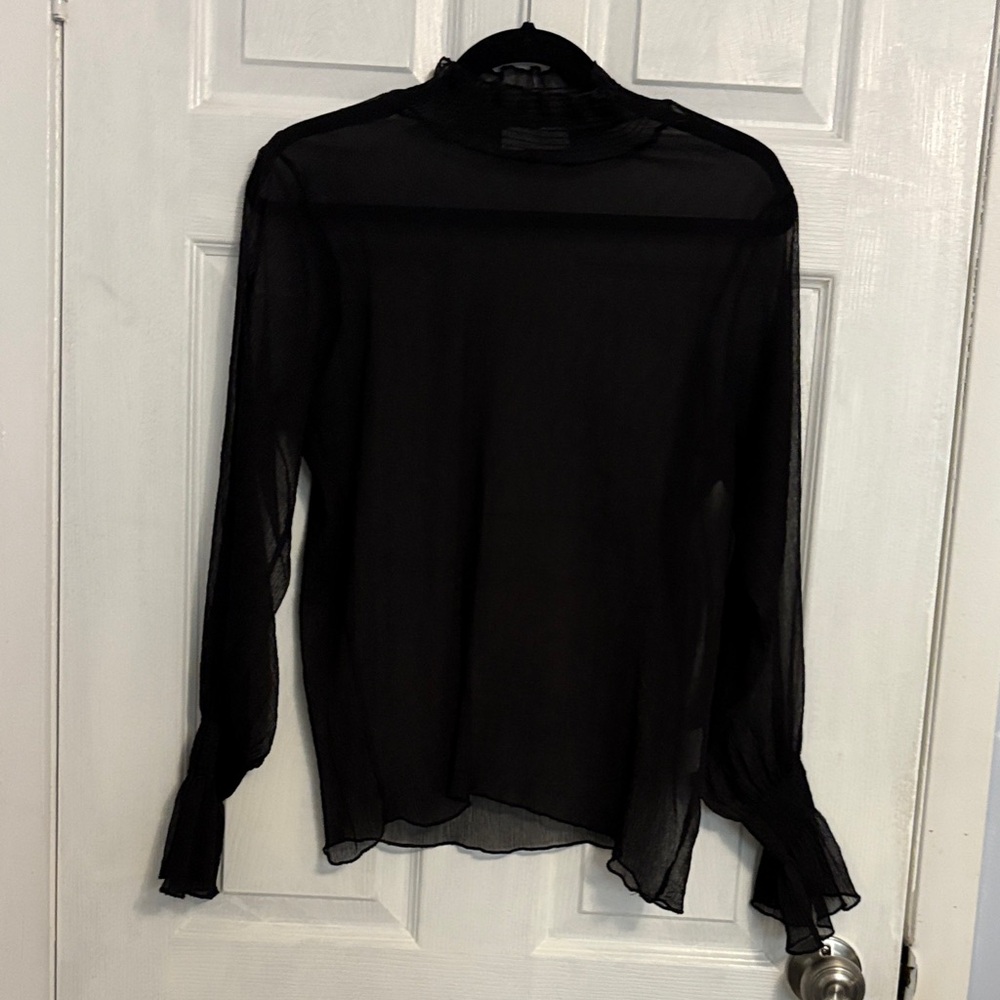Oak + Fort Elegant Black Sheer Women's Top